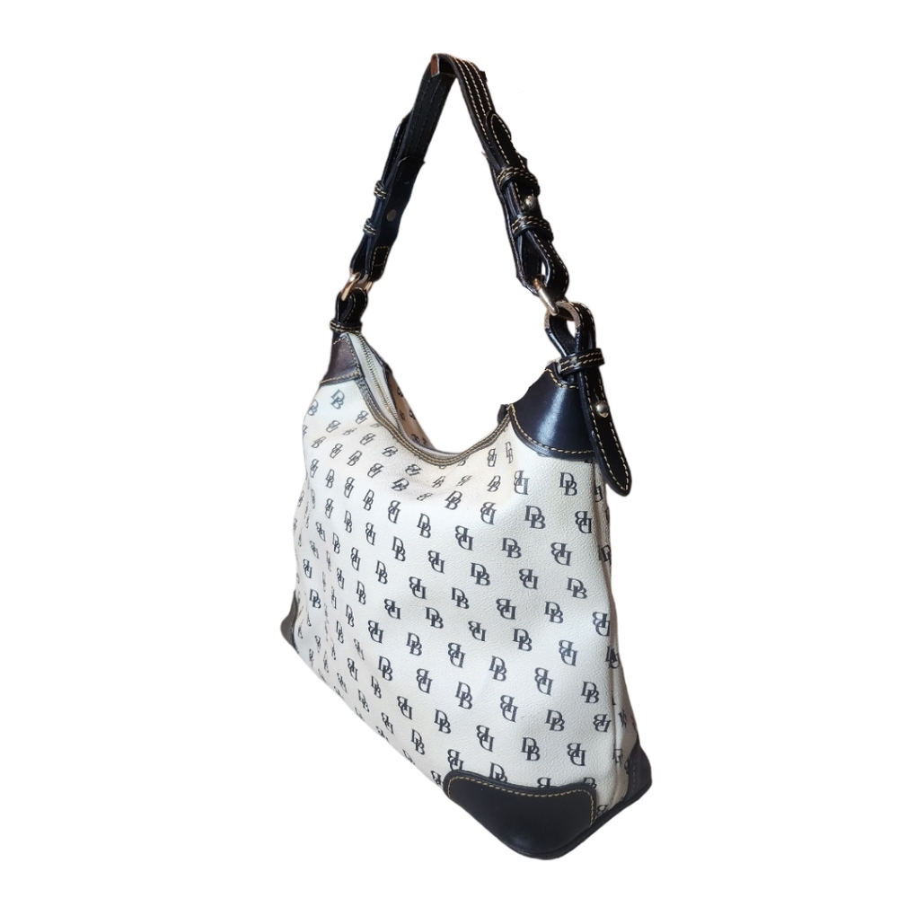 Dooney &  Bourke Signature Monogram Erica Shoulder Hobo Bag Black & White - Picture 6 of 16
